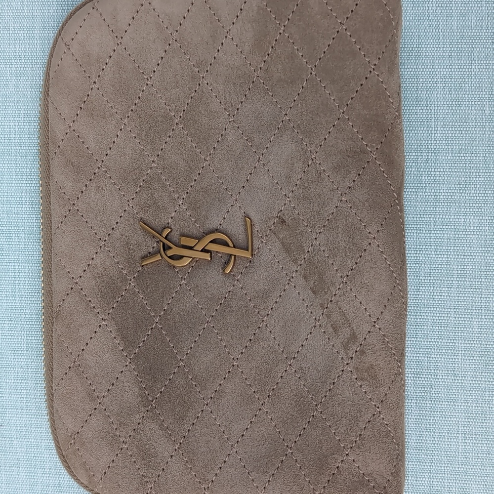Saint Laurent YSL Gaby zipped pouch in quilted suede